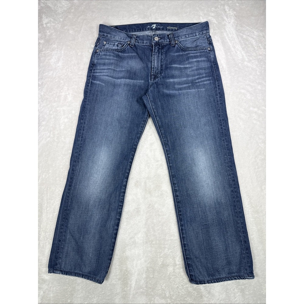7 For All Mankind Slimmy Jeans Mens 33 (34X26)* Blue Slim Straight